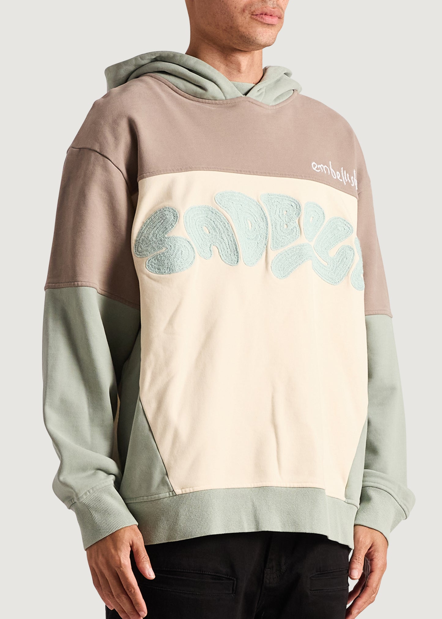Embellish x Sad Boyz - Color Block Pullover Hoodie (Sea Foam)