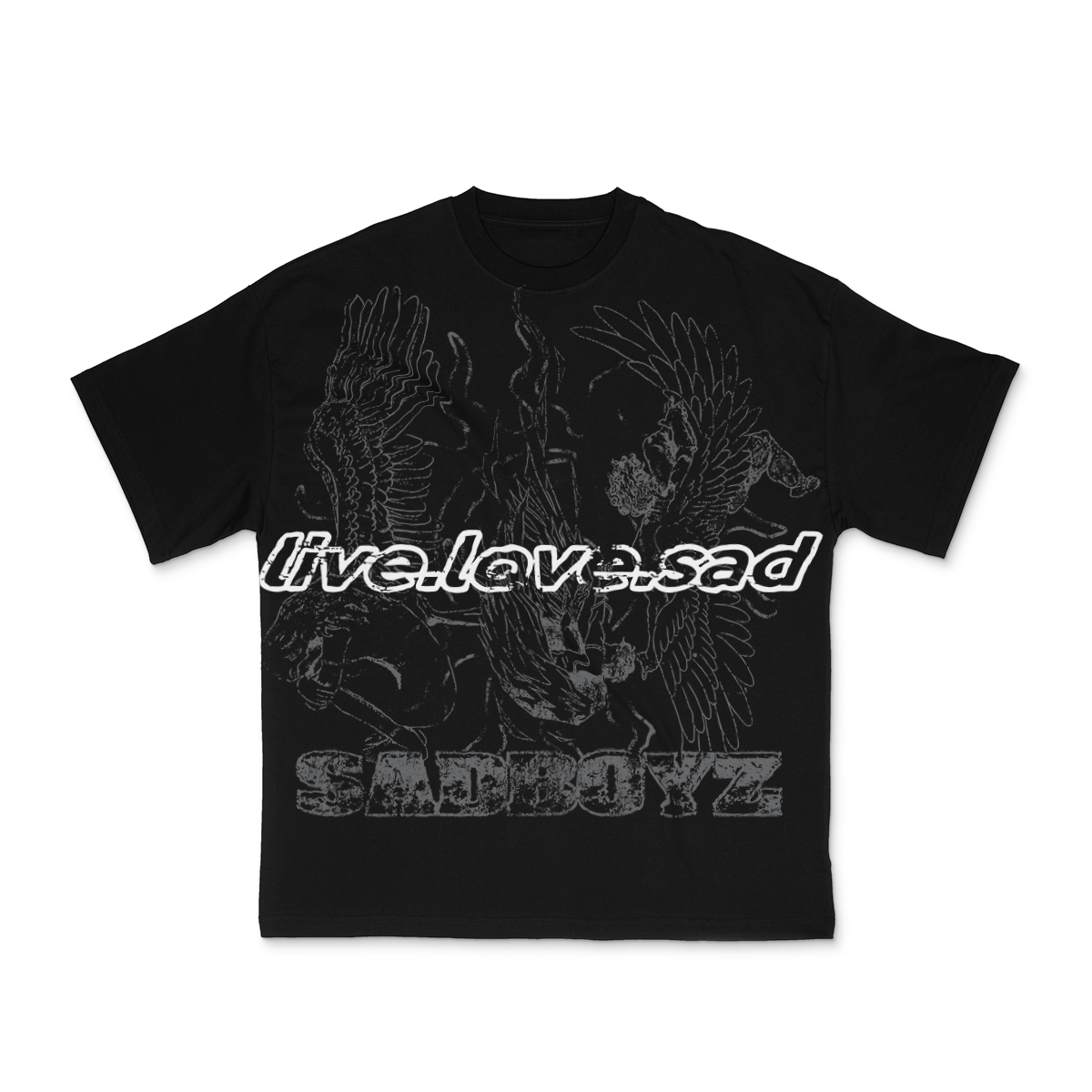 Live Love Sad Tee Black