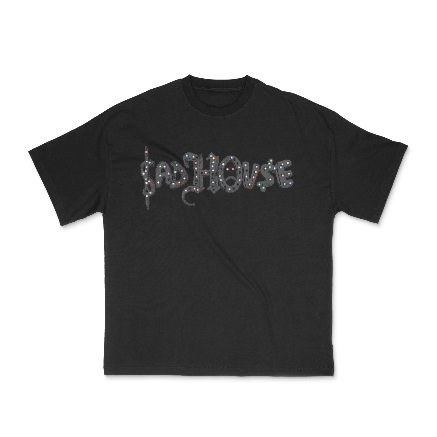 Sad House Rhinestone Tee Black