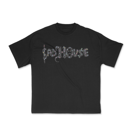 Sad House Rhinestone Tee Black