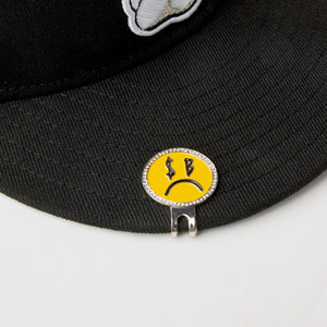 SAD FACE HAT CLIP - SILVER/YELLOW