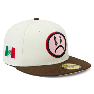 SB X NEW ERA SAD FACE FITTED HAT - OFF WHITE