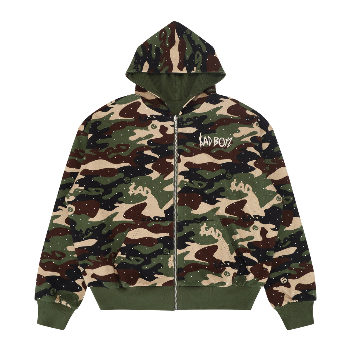 WOODLAND CAMO ZIP UP