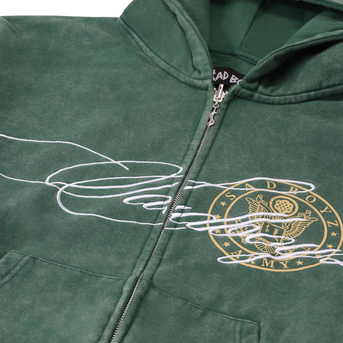 GREEN SCRIPT ZIP UP